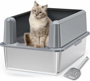 KMNSUN Lettiera Gatto XXL in acciaio inox, resistente e facile da pulire  