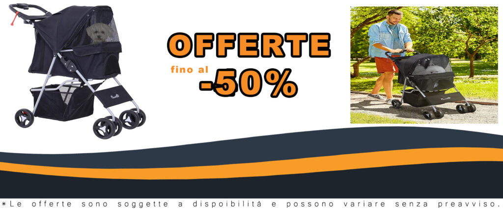 Passeggino pieghevole PawHut per animali domestici, nero, 75L x 46P x 94Acm