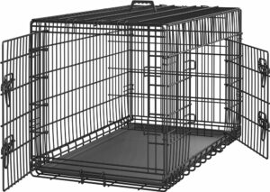 Yaheetech Gabbia per cani e gatti pieghevole in metallo con vassoio rimovibile e divisorio regolabile  