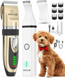 Oneisall Tosatrice per cani e taglia zampe, kit 2 in 1 senza fili per toelettatura  