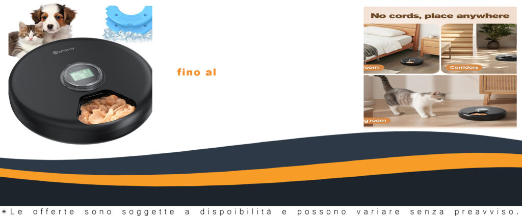 Distributore automatico cibo per gatti umido con timer programmabile, design senza fili e refrigerante integrato.