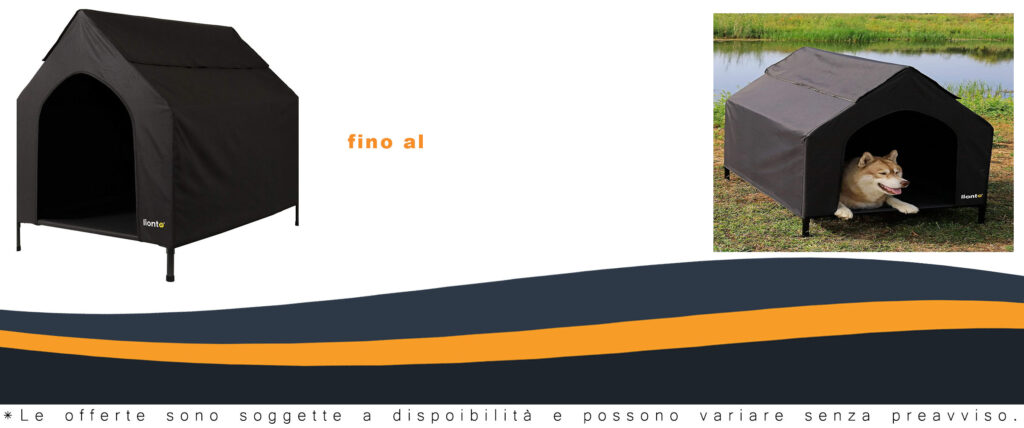 Cuccia rialzata per cani lionto con tetto, comoda e resistente, dimensioni 110x75x105 cm