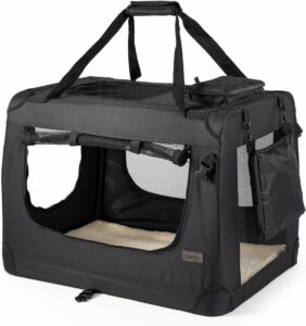 Borsa trasportino pieghevole per cani, adatta per viaggi in auto e trasporto sicuro di animali fino a 15 kg.