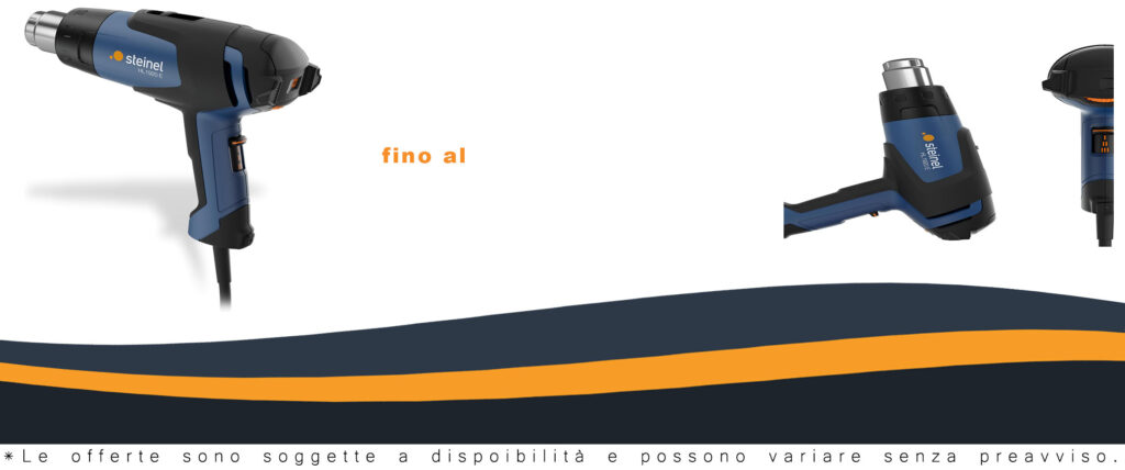 Steinel Pistola ad aria calda HL 1920 E, un termosoffiatore potente e versatile con temperatura regolabile fino a 600°C.