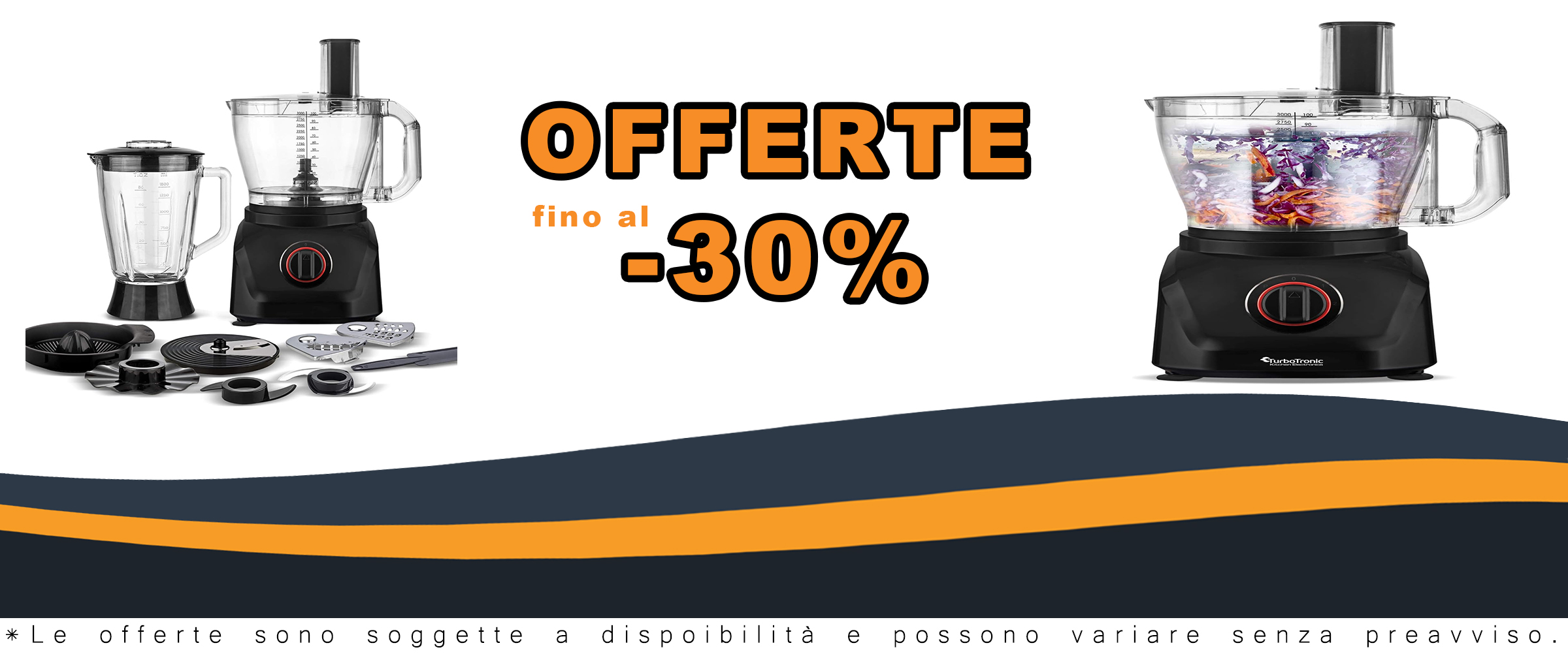 TurboTronic Processore di Alimenti 1900W con frullatore e accessori  