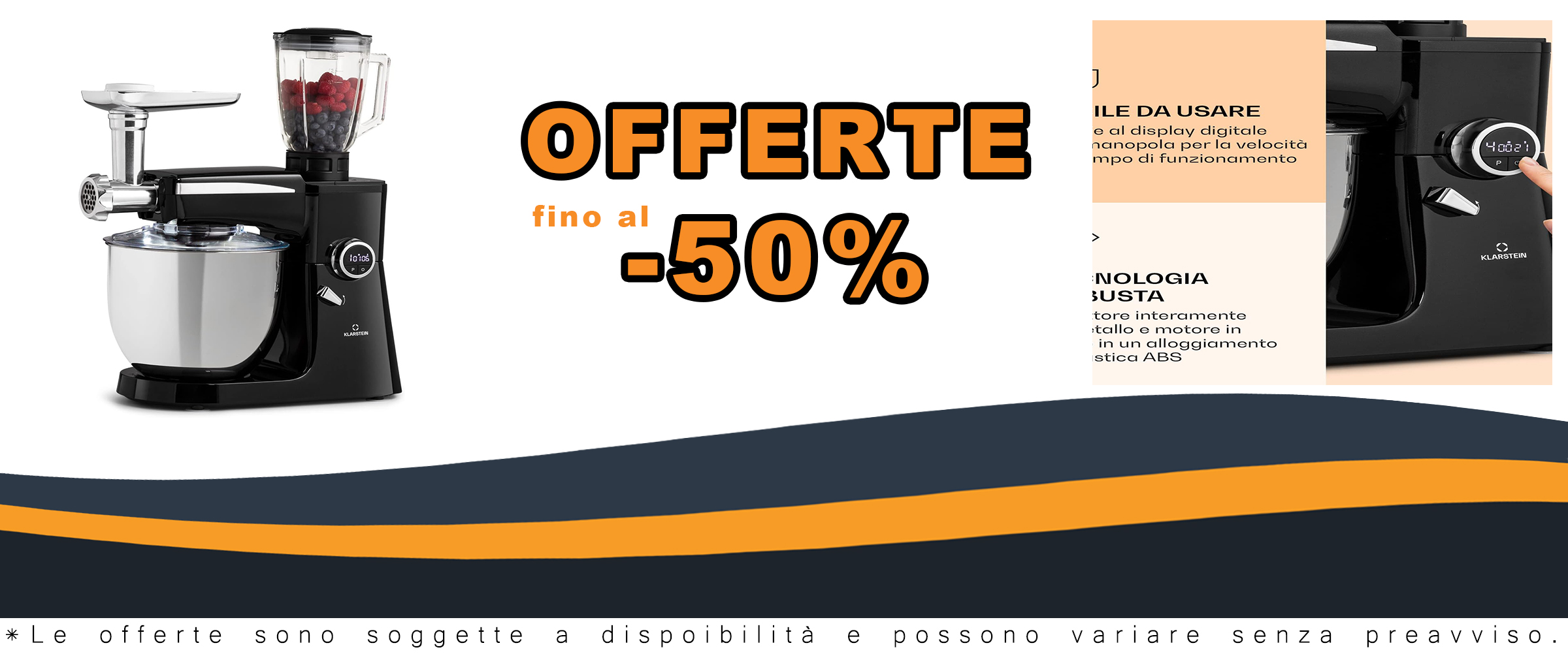 Klarstein Küchenmaschine 3-in-1 con ciotola da 10L e motore da 2000W  