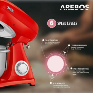Impastatrice Planetaria Arebos 1800W con design retro rosso