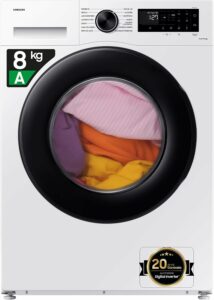 Samsung Lavatrice Crystal Clean WW80CGC04DAEET con tecnologia Ecobubble, capacità 8 Kg, Wi-Fi integrato e igienizzazione a vapore.