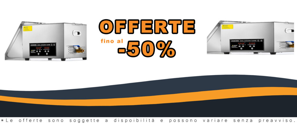 Pulitore ultrasuoni CREWORKS 15L con riscaldatore e timer digitale