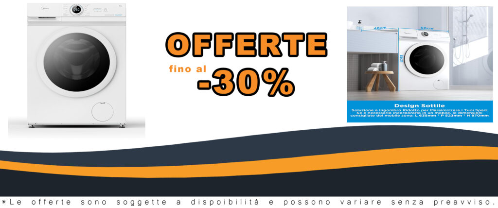 Lavatrice Slim Midea MF10EW80B 8 kg, classe A, funzione vapore