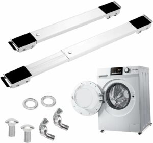 Base lavatrice regolabile con ruote in bianco per mobilità e stabilità