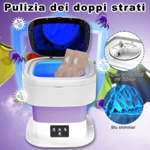 Mini lavatrice portatile pieghevole 11L viola con centrifuga  