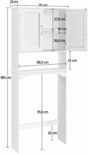 Mobile salvaspazio per lavatrice e WC con ripiani e ante, design moderno