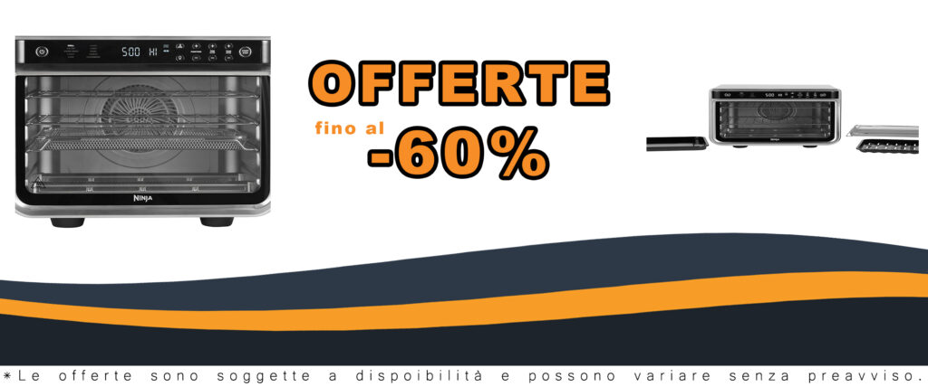 Ninja Foodi Forno Multifunzione 10 in 1 su piano di lavoro con design elegante argento e nero, versatile e ideale per cucinare ogni piatto.