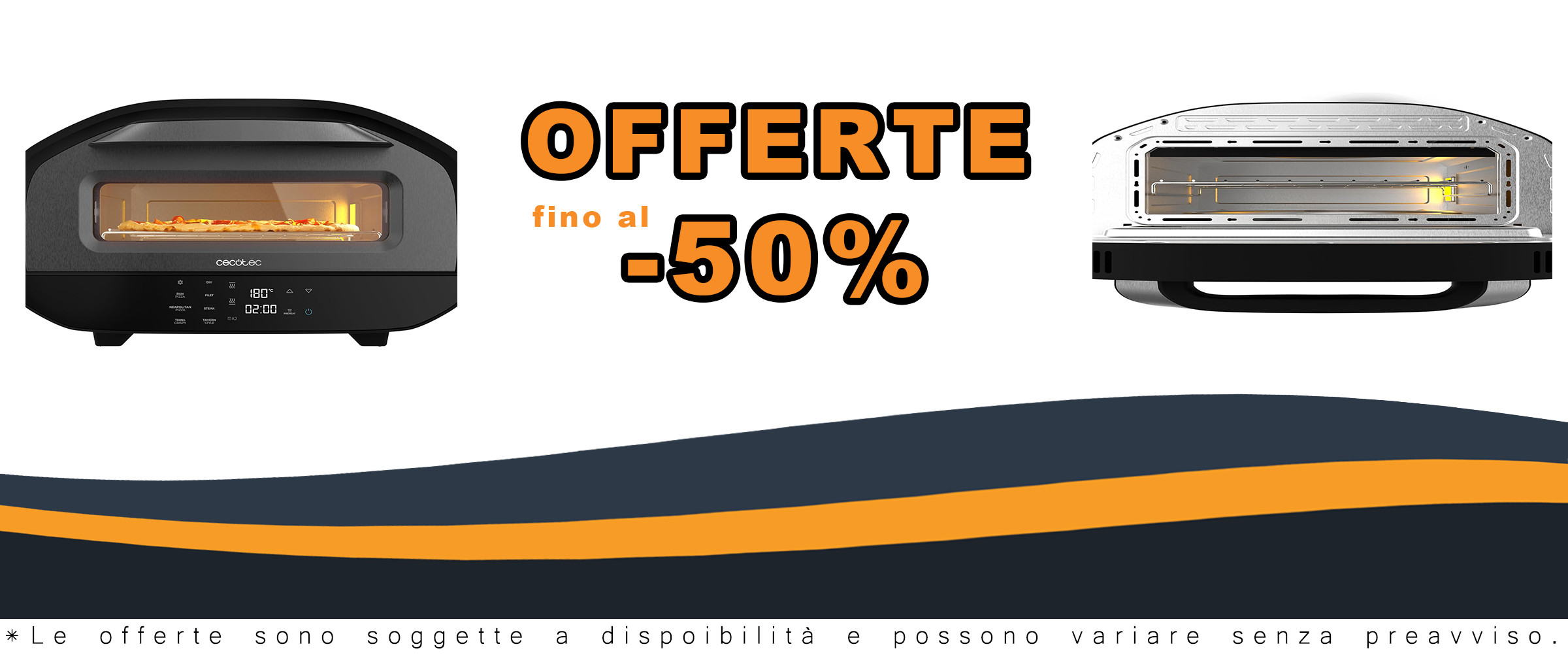 Forno elettrico per pizza Cecotec Pizza&Co Tifosi, 1700W, compatto e versatile, perfetto per pizze croccanti e altre preparazioni.  