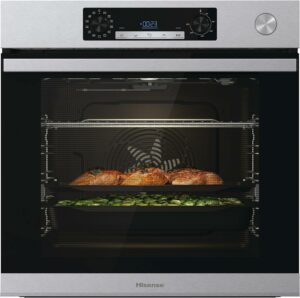 Forno multifunzione Hisense O66226AXS con vapore, cavità XXL e funzione pizza, ideale per una cucina versatile ed efficiente.