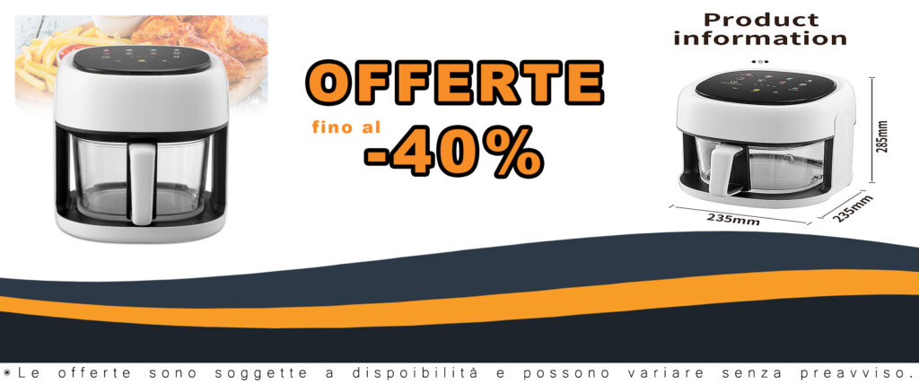 Forno friggitrice ad aria digitale 4,5 litri con 8 menu preimpostati, ideale per cucinare in modo sano e veloce.