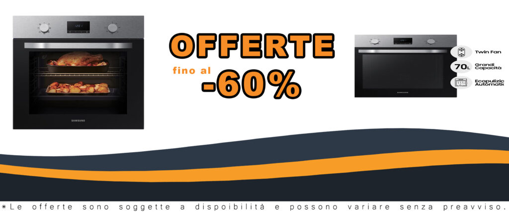 Forno da incasso multifunzione Samsung Twin Fan NV70K1340BS in acciaio inox, capacità 68 litri
