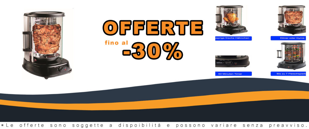 Forno verticale girarrosto M-Line by Enrico con spiedini, 1500 W, design compatto e funzionale per una cucina facile e veloce.