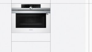 Forno da incasso Siemens CM633GBW1 in acciaio inox, elegante e funzionale, con funzionalità touch e alta efficienza energetica A+.