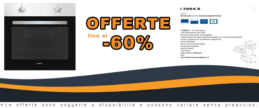 Forno Statico Cata SES 7004 X con porta panoramica Full Glass e illuminazione interna
