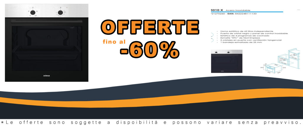 Forno statico Edesa EOE-5010 X/A con 4 programmi di cottura e smalto ETC