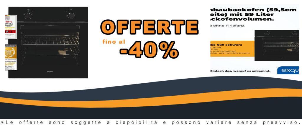 Forno da incasso Exquisit EBE255-020, nero, classe di efficienza energetica A, con una capacità di 59 litri.