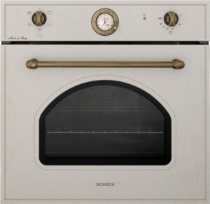 Schock New England F605 SFN5458N Forno multifunzionale color avena con maniglie e manopole in metallo anticato, ideale per ogni cucina.