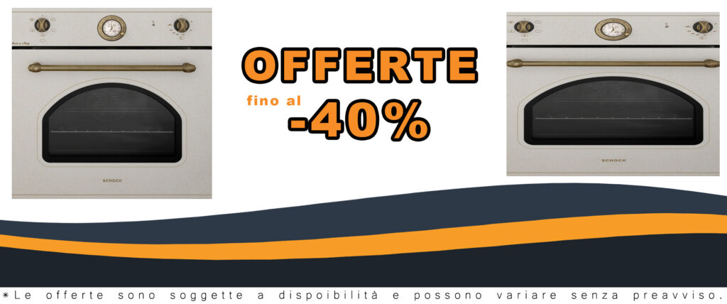 Schock New England F605 SFN5458N Forno multifunzionale color avena con maniglie e manopole in metallo anticato, ideale per ogni cucina.