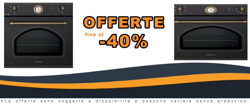Forno Schock New England F605 SFN54BKN, nero, con maniglie e manopole in metallo anticate, in cucina
