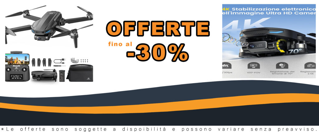 Drone DEERC D65 con telecamera 4K, gimbal 2 assi, GPS e 249g