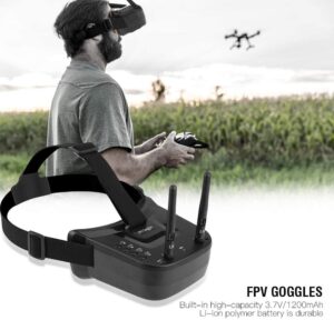 Occhiali FPV 5.8G con display HD 3" e batteria integrata per droni da competizione FPV