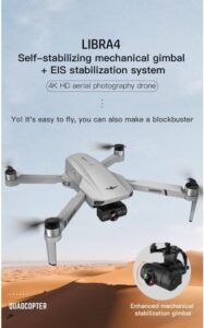 LUXWALLET Libra4 Drone FPV con Telecamera HD e GPS, Giunto Cardanico per Stabilità, in Argento