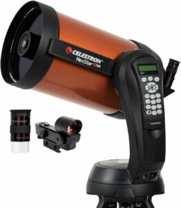 Celestron 11069 NexStar 8SE Telescopio Schmidt-Cassegrain con montatura automatica e tecnologia SkyAlign, colorazione nero/arancio.