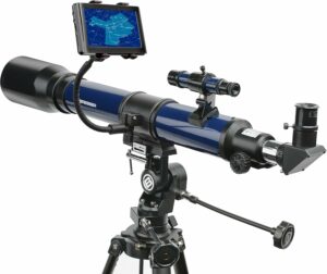 Telescopio Bresser SKYLUX blu scuro con filtro solare e supporto smartphone