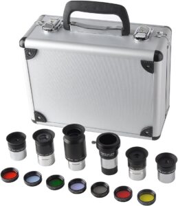 Kit di accessori Solomark per telescopio con custodia e lenti Barlow
