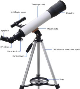 Telescopio Astronomico Rifrattore 70500 con treppiede e lente di Barlow 3X