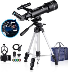 BNISE Telescopio 70 mm con treppiede regolabile e filtro lunare