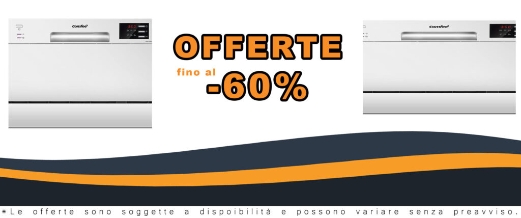 Lavastoviglie COMFEE' TD602E-W compatta, ideale per piccole famiglie, con 6 programmi di lavaggio, display a LED e avvio ritardato