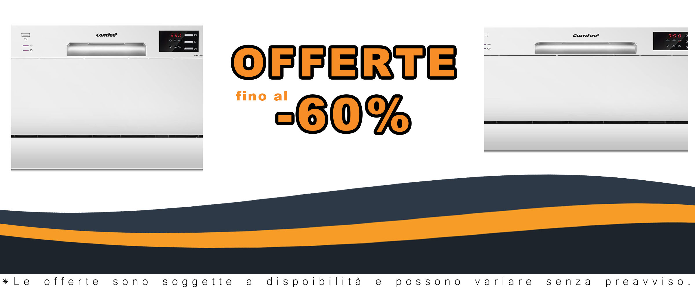Lavastoviglie COMFEE' TD602E-W compatta, ideale per piccole famiglie, con 6 programmi di lavaggio, display a LED e avvio ritardato