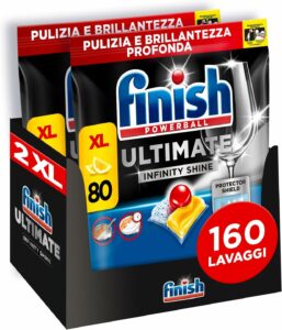 Finish Ultimate Infinity Shine Pastiglie Lavastoviglie al Limone, confezione da 160 capsule  
