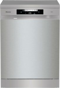 Lavastoviglie Hisense HS643D90X inox, 16 coperti, classe D, con motore asincrono e Total Dry