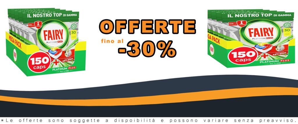 Fairy Platinum Detersivo Pastiglie Lavastoviglie Plus in confezione da 150 capsule al limone, ideale per una pulizia profonda e brillante.