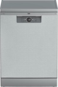 Lavastoviglie Beko BDFN26430X con capacità di 14 coperti, classe energetica D, e apertura automatica della porta in inox