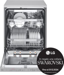 Lavastoviglie LG DF455HSS con tecnologia QuadWash e vapore TrueSteam, ideale per 14 coperti  