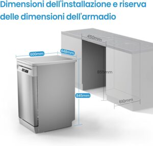 Lavastoviglie Midea MFD45S200X.1-IT in acciaio inox con 10 coperti, 8 programmi e asciugatura extra  
