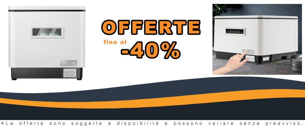 Lavastoviglie da tavolo 1500 W, ideale per piccoli spazi e uffici con mini funzione di asciugatura e classe di efficienza energetica A