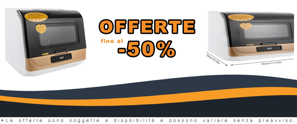 Mini lavastoviglie da tavolo con spruzzatore girevole a 360°, controllo touch e classe di efficienza energetica A