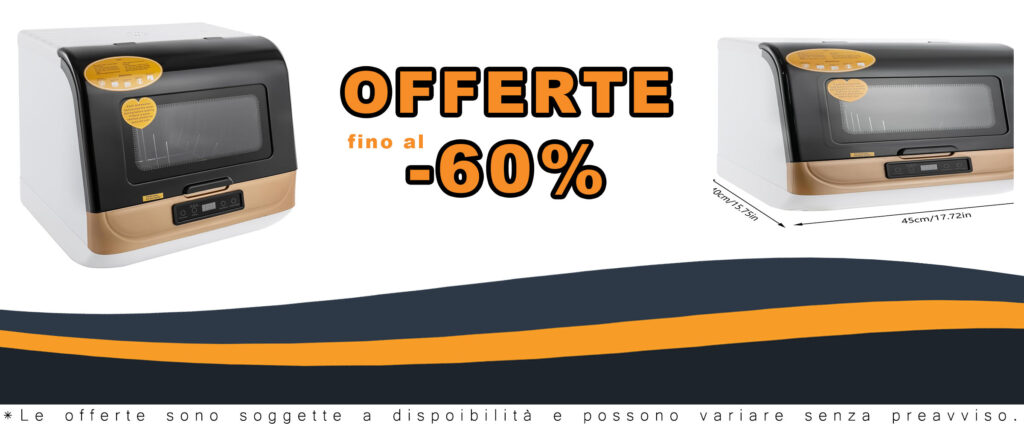 Mini lavastoviglie portatile, compatta e adatta per 4-6 set di stoviglie, ideale per piccole cucine.