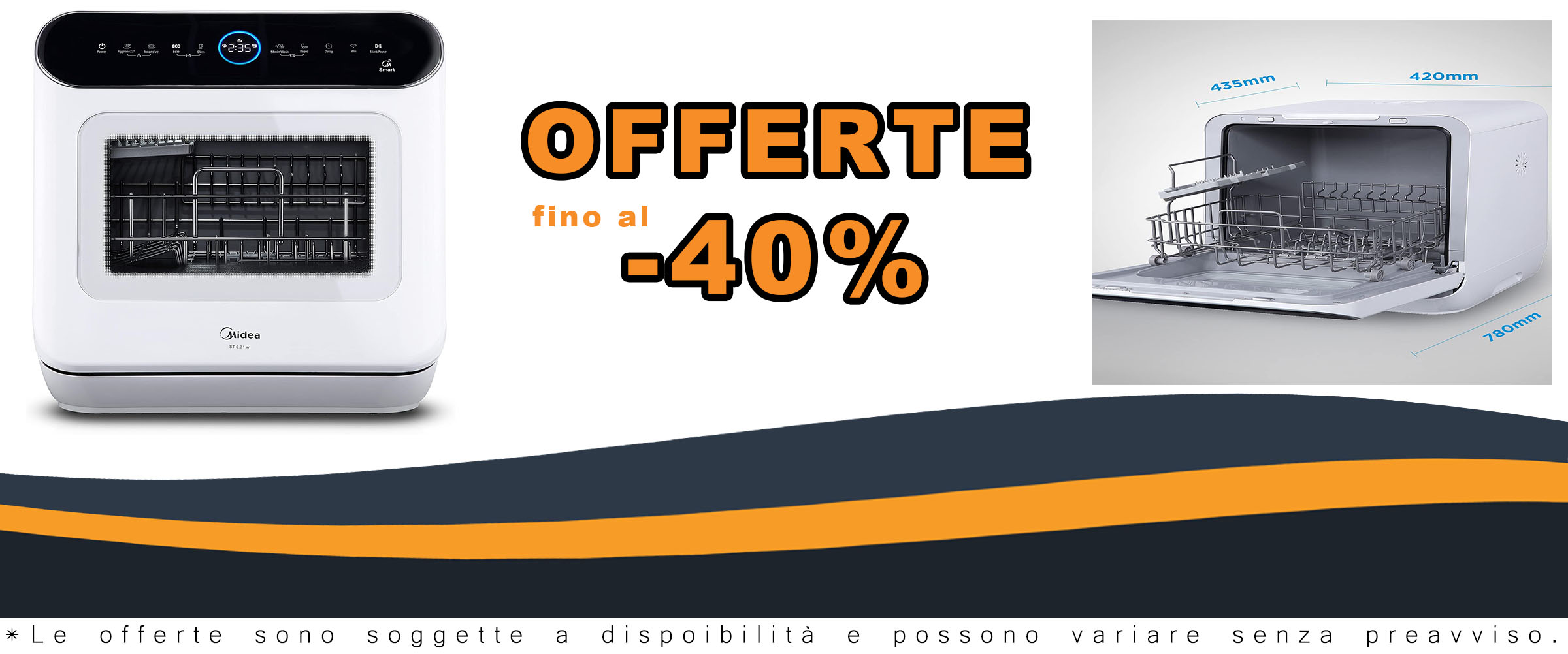 Midea ST 5.31, mini lavastoviglie compatta con WiFi, 7 programmi e 3 coperte